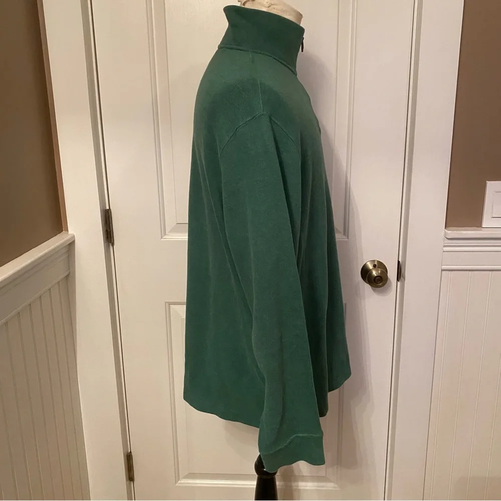 POLO RALPH LAUREN MENS 1/4 ZIP SWEATER GREEN COTTON SIZE XL